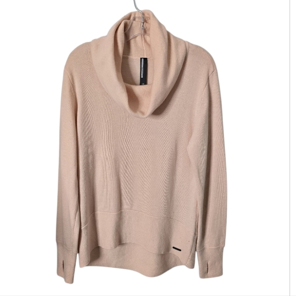 Mondetta Blush Pink Cowl Neck Sweater Size L Wool Blend pull on *